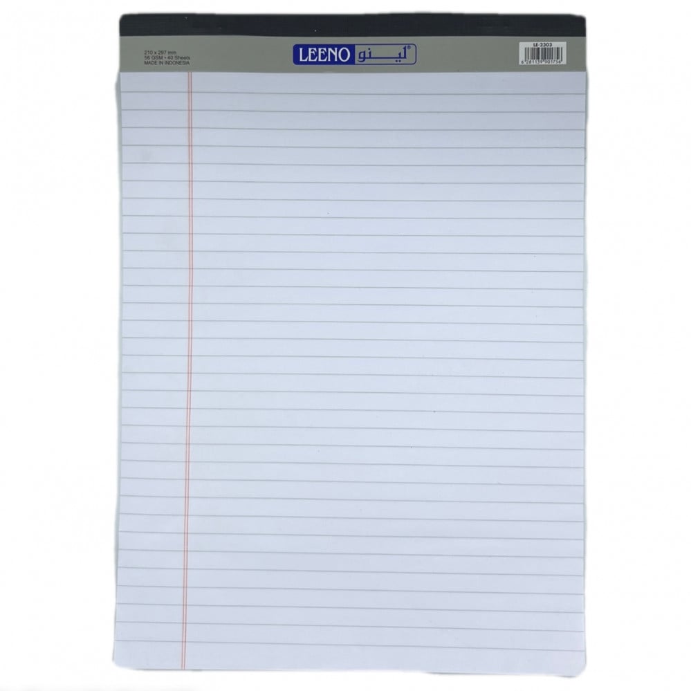 LEENO LE-2303 Legal Pad White A4 - 40 Sheets دفتر رسائل 40 ورقة A4