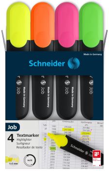 Schneider Wallet 4 colors Highlighters Job 1500 طقم تظهير مشطوف