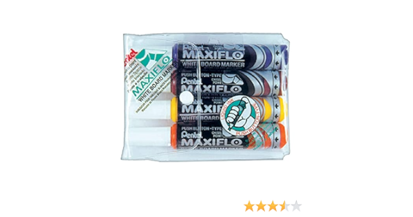 PENTEL PE-MWL6-04L Maxiflo Whiteboard Marker مجموعة اقلام سبورة مشطوف
