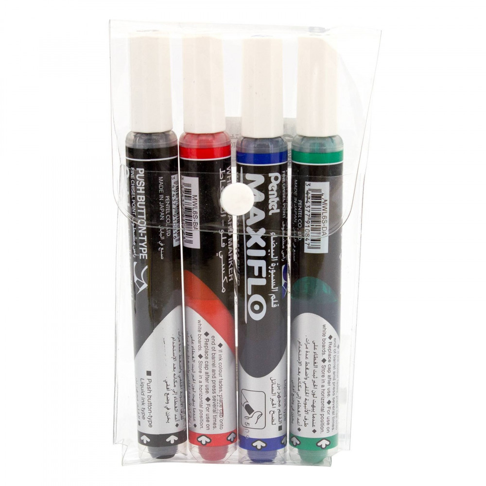 PENTEL PE-MWL6S-04C Maxiflo Whiteboard Marker قلم سبورة 4 حبارت