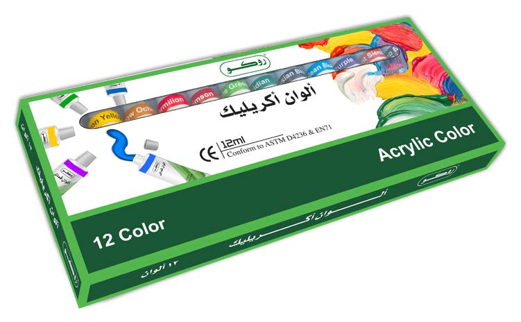 ROCO RQ-101212 Acrylic Color Paint Set 12ml. 12C الوان اكريلك