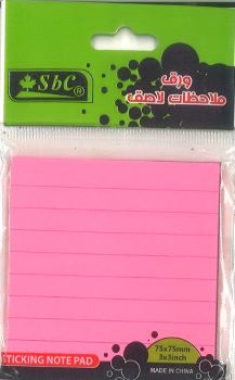SBC 3855-001Stick Notes 3*3" ورق ملاحظات مسطر ملون
