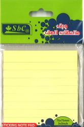 SBC 3851-001 Stick Notes 3*3" ورق ملاحظات مسطر اصفر عرض