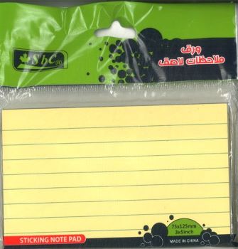 SBC 3851-003 3*5 ورق ملاحظات مسطر اصفر عرضي