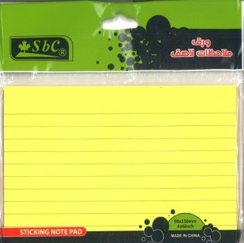 SBC 3851-004 6*4 ورق ملاحظات مسطر اصفر