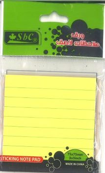 SBC 3856-001 3*3" ورق ملاحظات مسطر فسفوري